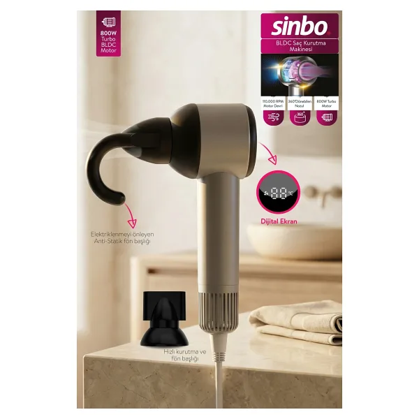 Sinbo SHD-1756 Bldc Gri 800 W Saç Kurutma Makinesi