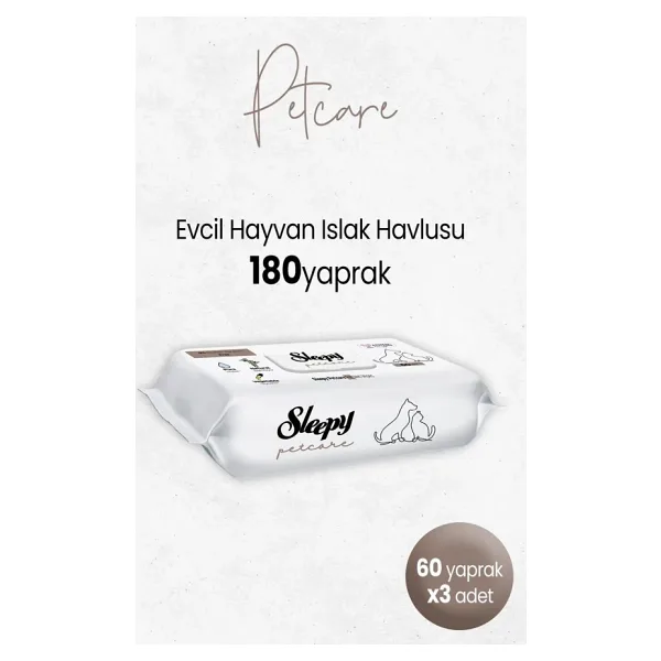 Sleepy Petcare Evcil Hayvan Islak Havlusu 60'lı x 3 Adet