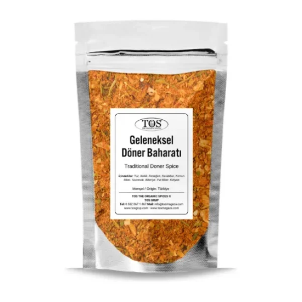 TOS The Organic Spices Geleneksel Döner Baharatı 250 gr Traditional Döner Spice - Premium Quality Baharat Karışımı