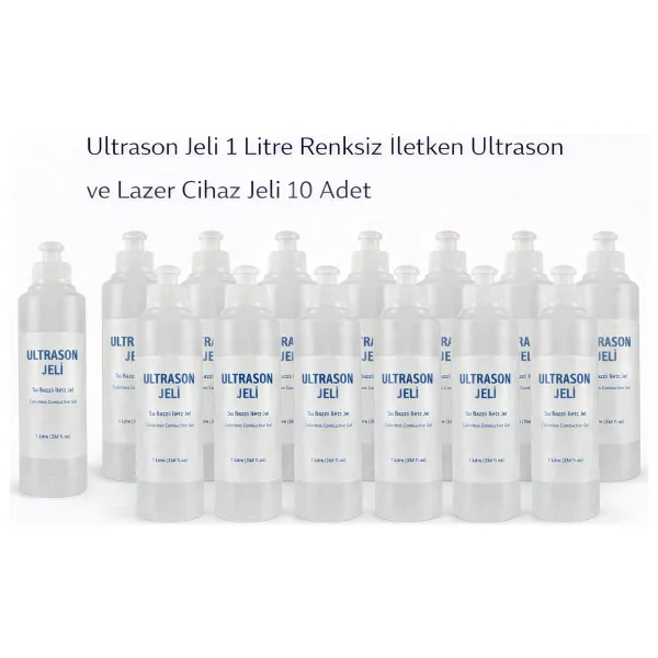Ultrason Jeli 1 Litre Renksiz İletken Ultrason Ve Lazer Cihaz Jeli 10 Adet