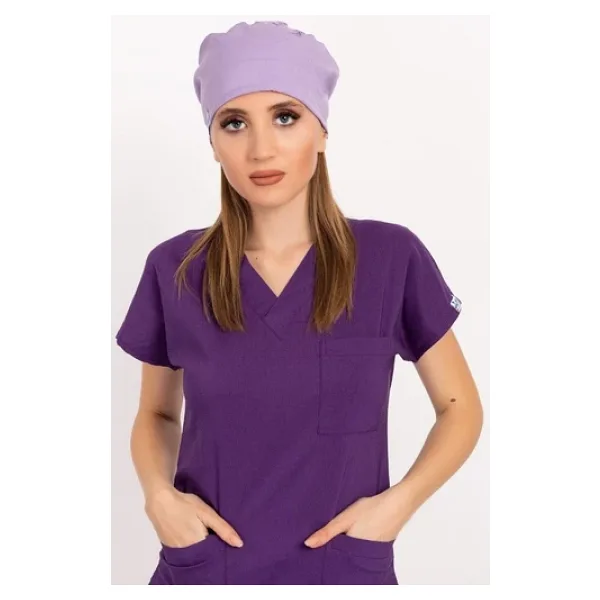 Unisex Düz Lila Renk Desenli Doktor Cerrahi Bone Hemşire Saç Bonesi Lila