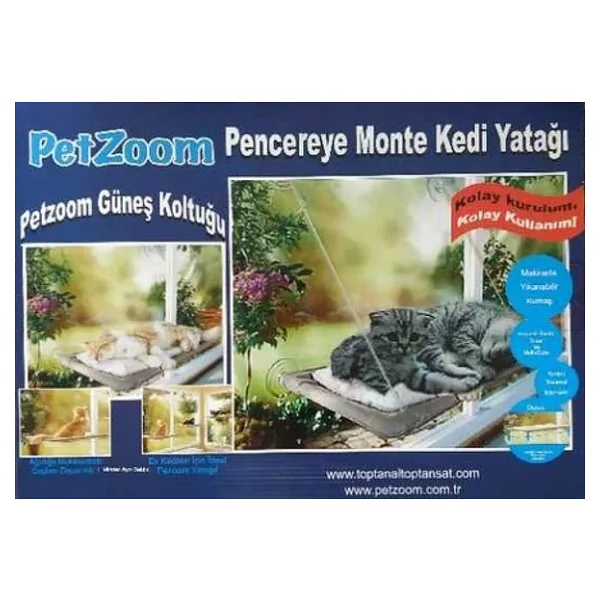 Vakumlu Kedi Pencere Yatağı Güneş Alan Kedi Cam Yatağı Dayanıklı & Konforlu Petzoom
