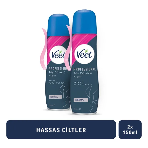 Veet Professional Bacak & Vücut Bölgesi Hassas Ciltler 150 ml 2 Adet Tüy Dökücü Sprey Krem