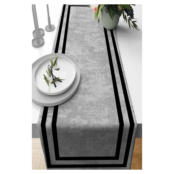 Viva Home 40x140cm Dokuma Leke Tutmaz Premium Tay Tüyü Kumaş Masa Örtüsü Runner Vintage Klasik Kenarlı Rnr214