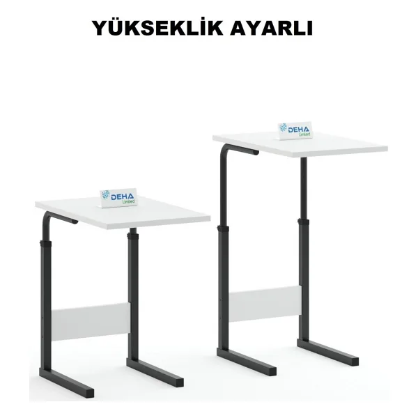 Yükseklik Ayarlı Hasta Yemek Masası Laptop Yatak Sehpası Koltuk Masası - Siyah - Beyaz - 1
