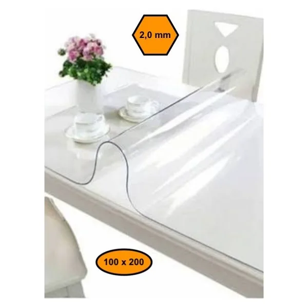 2 mm Pvc Masa Örtüsü, Şeffaf Masa Kaplaması, 100X200