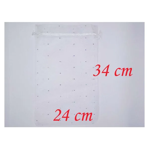 50 Adet Tül Kese 24X34 Cm. Organze Kese Seccade ve Havlu Kesesi - Beyaz - 24 x 36 cm