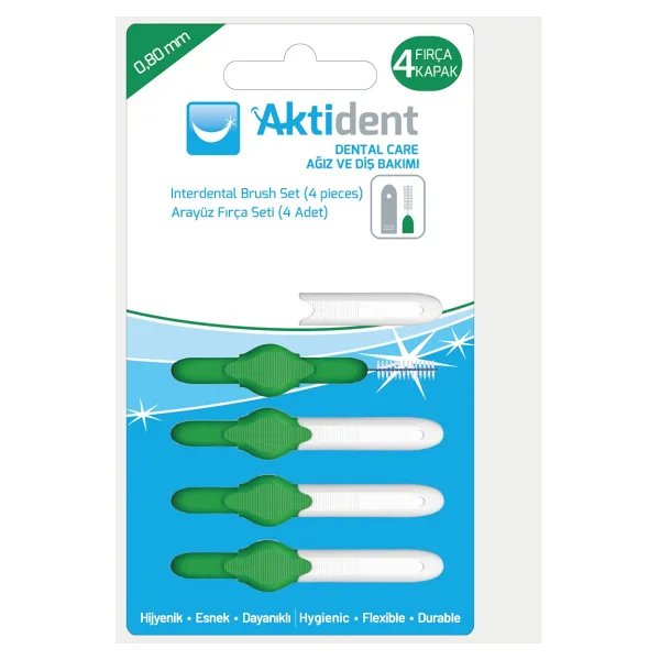 Aktident Yeşil 0.8 mm 4'lü Arayüz Fırçası