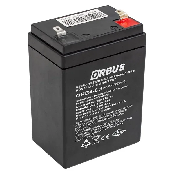 AKÜ 4 VOLT 8 AMPER ORBUS ORB4-8 (68 X 45 X 95 MM)