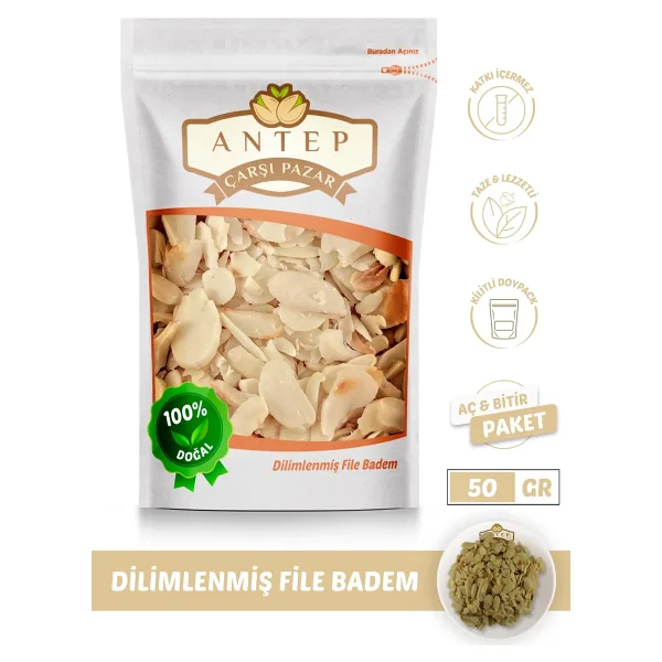 Antep Çarşı Pazar Dilimlenmiş File Badem 50 gr