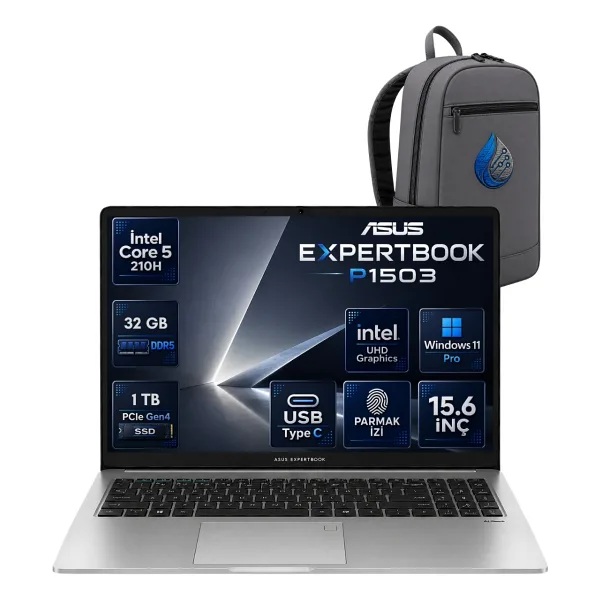 Asus ExpertBook P1 P1503CVA-C516512G0D Core 5 210H 32 GB 1 TB SSD Intel Graphics 15.6" W11P Full HD Notebook