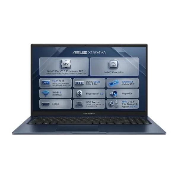Asus Vivobook 15 X1504VA-BQ5387 Core 5 120U 8 GB 512 GB SSD Intel Graphics 15.6" Full HD Notebook