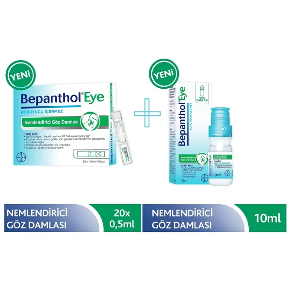 Bepanthol Eye 10 Ml+Bepanthol Eye 0,5 ml x 20 Flakon - Açık Mavi