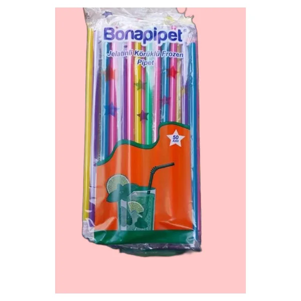 Bona Pipet Jelatinli Körüklü Frozen Pipet 250 Adet Paket Içi (50 Adet) - KARIŞIK RENKLİ