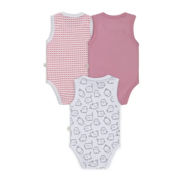 Civil Baby Kedi Empirmeli 3 Lü 0-36 Ay Çıtçıtlı Badi - Beyaz 2-3 Yaş