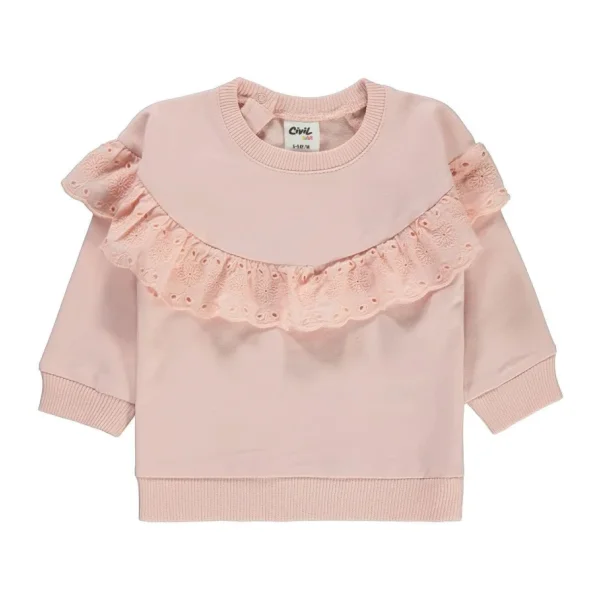 Civil Baby Kız Bebek Sweatshirt 6-18 Ay Açık Pudra