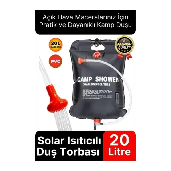 Çok Fonksiyonlu Dayanıklı Yüksek Kaliteli Pvc Malzeme Solar Isıtıcılı Kamp Duş Torbası 20 Litre