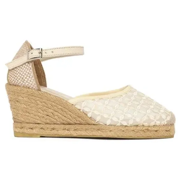 Derimod Kadın Krem Bilekten Tokalı Dolgu Topuklu Espadril 26PFD20636F