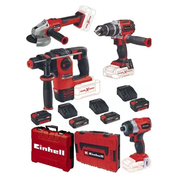 Einhell Tp-Cd 18/60 Li-I Bl Matkap Te-Cı 18 Bl Vidalama Herocco 18V Kırıcı Axxio 18/115 Q Avuç Taşlama 2X4.0+2X2.5AH Kömürsüz Profesyonel Akülü Set