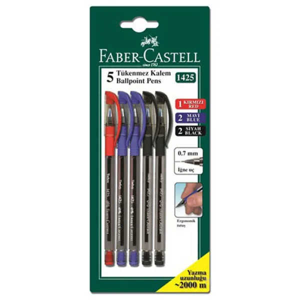 Faber-Castell 1425 5'li Renkli Tükenmez Kalem
