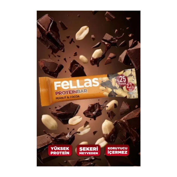 Fellas Protein Bar - Yer Fıstıklı Ve Kakaolu (32 G) X 12 Adet