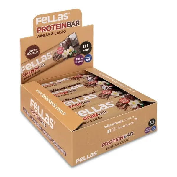 Fellas Vanilyalı ve Kakaolu 32 gr 12'li Protein Bar