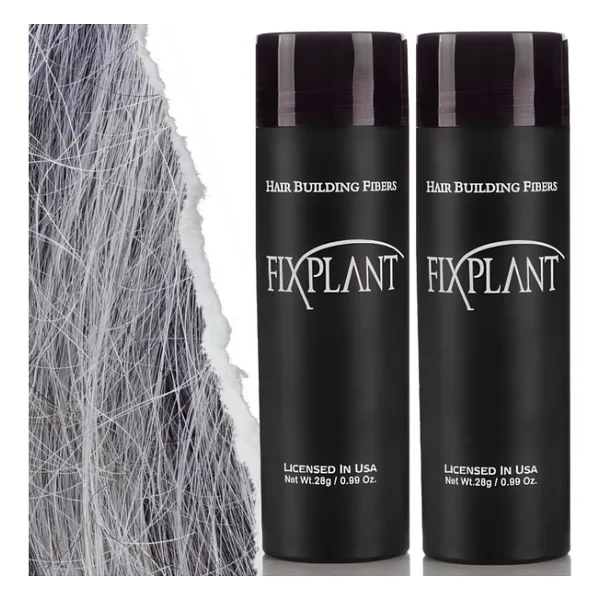 Fixplant Saç Dolgunlaştırıcı 2 Şişe Topik 56 Gr. Seyrek Saçlar Için Saç Tozu Saç Fiberi - Gri