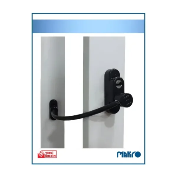 GLASSMAKRO Penkid Çelik Halatlı PVC Pencere Emniyet Çocuk Güvenlik Kilidi Siyah