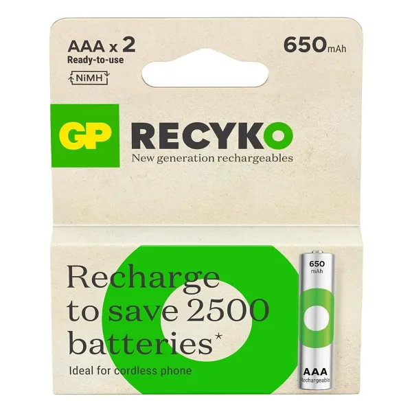 GP ReCyko 650 Serisi Şarjlı AAA İnce Kalem Pil 2'li