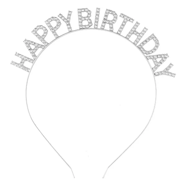 Gumus Kristal Tasli Happy Birthday Dogum Gunu Taci Ithal Urun A Kalite 17X16 Cm