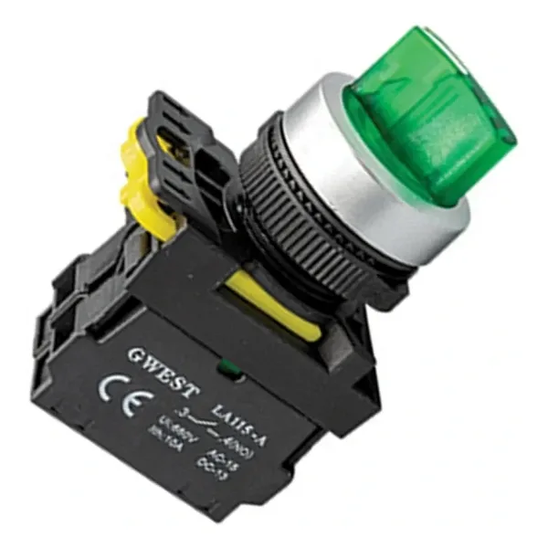 Gwest A5-10XD-24 22mm 0-1 Yeşil Led Işıklı Kalıcı Mandal Buton 24V 1NO