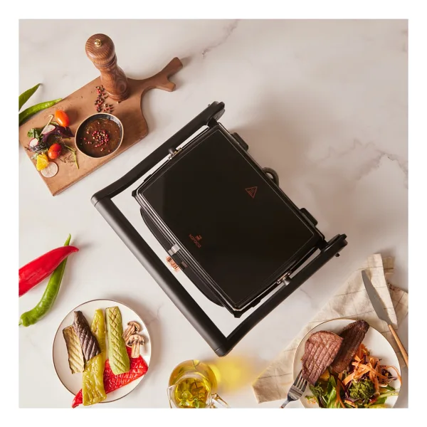 Karaca Gastro Grill Glass Premium 2400 W Mat Siyah Tost Makinesi