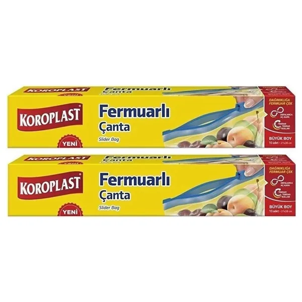 Koroplast Fermuarlı Çanta Büyük Boy 10 Lu 27 x 28 Cm x 2 Paket