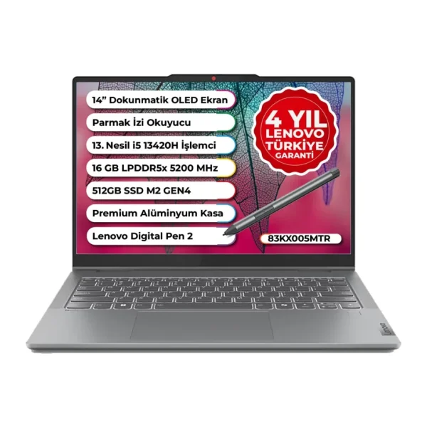 Lenovo IdeaPad 5 2-in-1 14IRH9 83KX005MTR i5-13420H 16 GB 512 GB SSD UHD Graphics 14" Free Dos WUXGA İkisi Bir Arada Notebook