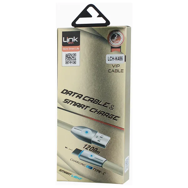 LINKTECH K486 TYPE-C IŞIKLI 1MT ŞARJ/SENKRONİZASYON KABLOSU GOLD