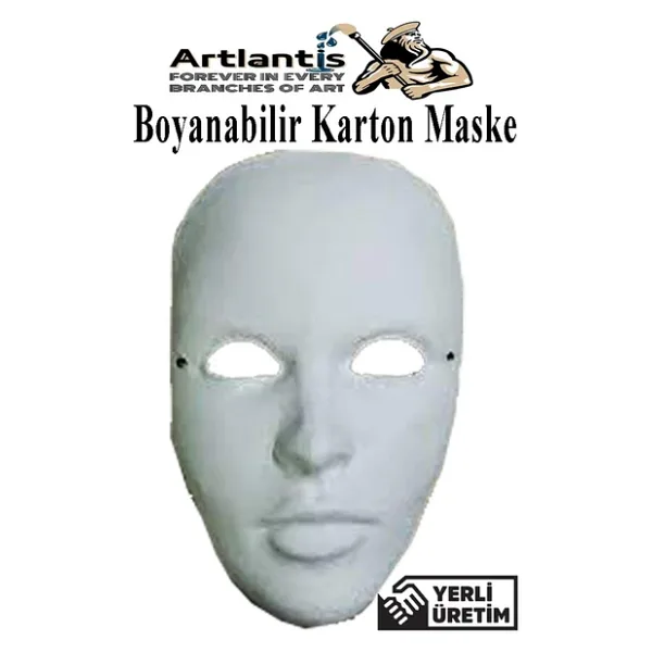 Maske Boyama 1 Adet Boyanabilir Karton Maske Lastikli İnsan Yüzü Suratı Yerli Üretim Okul Sınıf Etkinlikleri Hobi