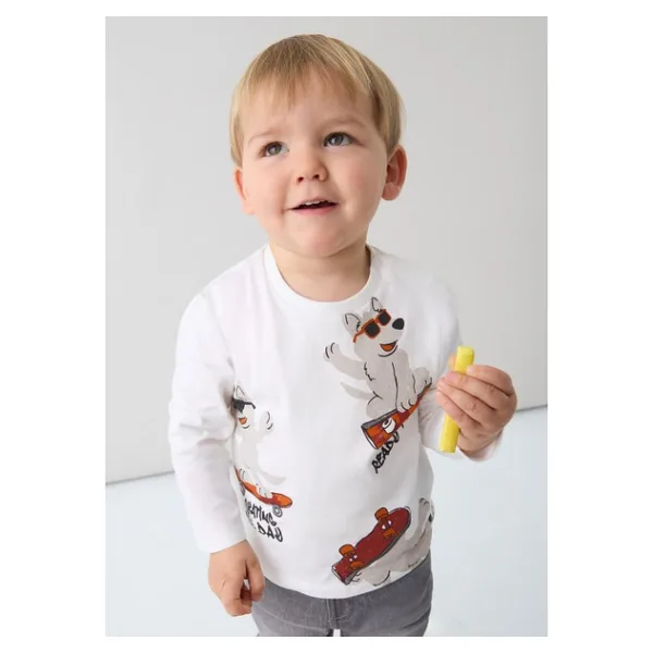 Mayoral Erkek Bebek Baskılı Sweatshirt - 9 Ay - Krem