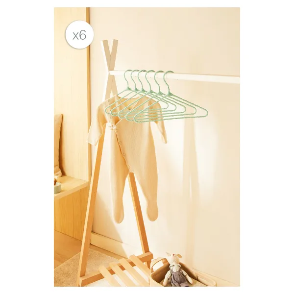 Ocean Home Textile 6'lı Mint Renk Kumaş Kaplı Metal Bebek Giysi Askısı19.5 x 30 x 0.3 cm - Yeşil