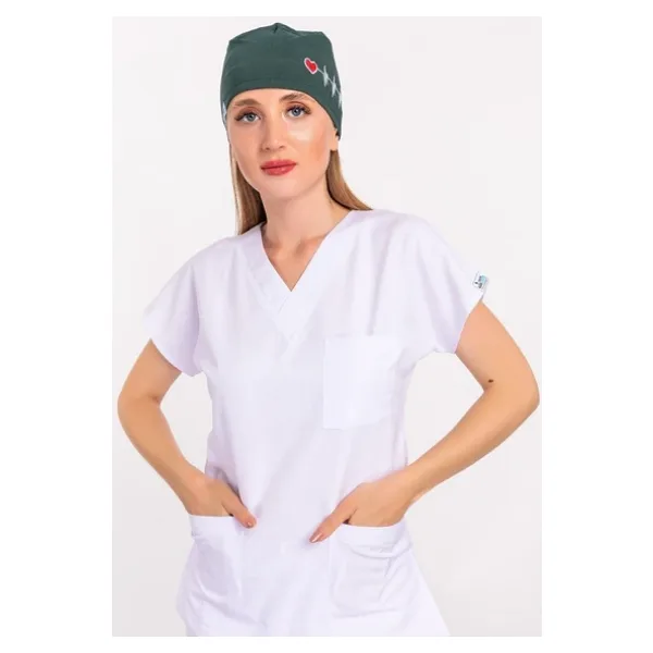 Ördek Başı Yeşili Kalp Ritim İşlemeli Cerrahi Bone