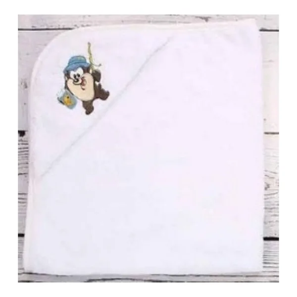Özdilek Tazmanya Lisanslı Nakışlı Bebe Pelerini 80X80 Bambu Beyaz