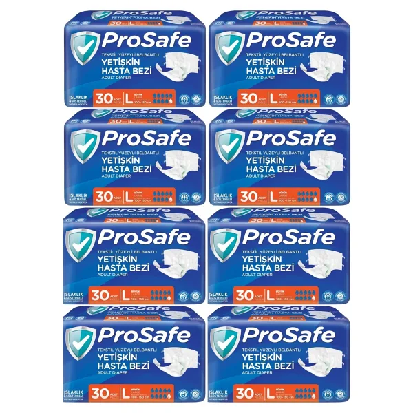 Prosafe Belbantlı Büyük Boy L 30'lu 8 Adet Hasta Bezi