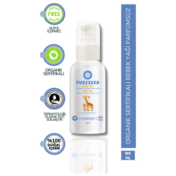 PURESEED NATURAL Organik Sertifikalı Bebek Yağı Parfümsüz - 100 ml