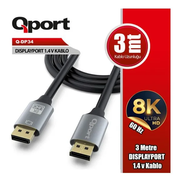 Qport Q-Dp34 1.4v Dısplay Kablo 3m