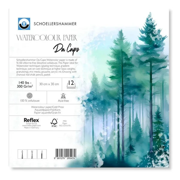 Schoellershammer Da Capo Cold Press Suluboya Defteri 300 gr 30x30 cm 12 Yaprak