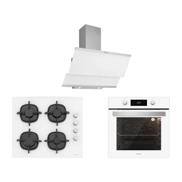 Silverline Beyaz Cam Ankastre Set (3420 Classy 60+Cs5343W01+Bo6504W01)