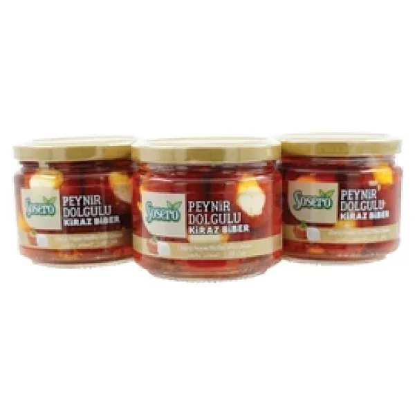 Sosero Peynir Dolgulu Kiraz Biber 3 x 290 gr Cam Kavanoz