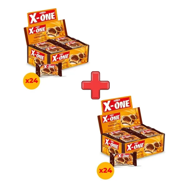 TAYAŞ X-One Tartelette Karamelli Kakao Kaplı Bisküvi 20 Gr X 24 Adet Kutulu 2'li Paket