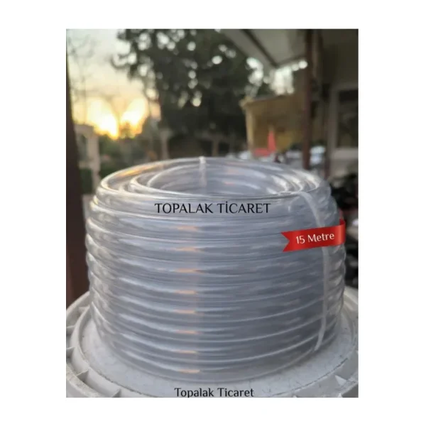 TOPALAKTİCARET 15 Metre1/2" Şeffaf Yumuşak Su Hortumu 12 Mm Çapında Klima Tahliye Hortumu Serum Hortum Slikon Hortum