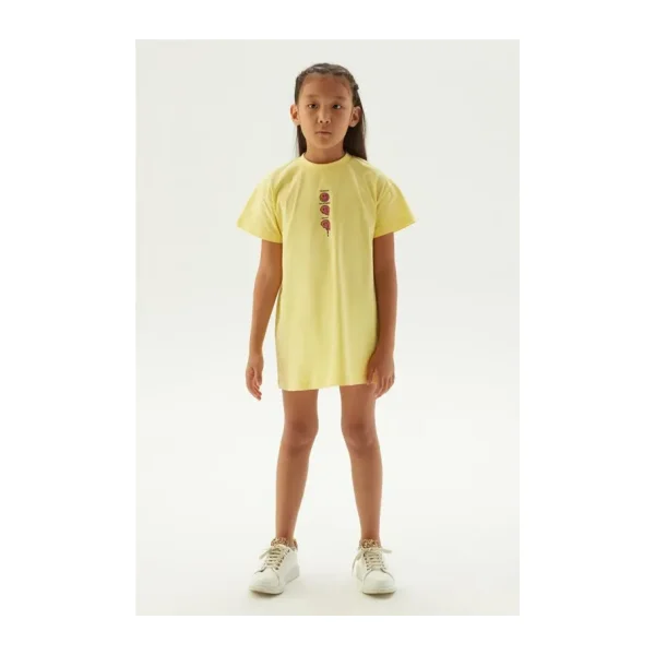Tyess Kız Çocuk Sarı Pijama Elbise
