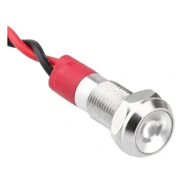 WD06L-P2/RG 6mm 12-24V Kablolu Metal Sinyal Lambası - Kırmızı/Yeşil